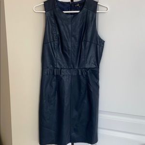 Faux Leather Navy Dress